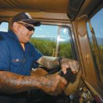 At the wheel of a Tournahauler